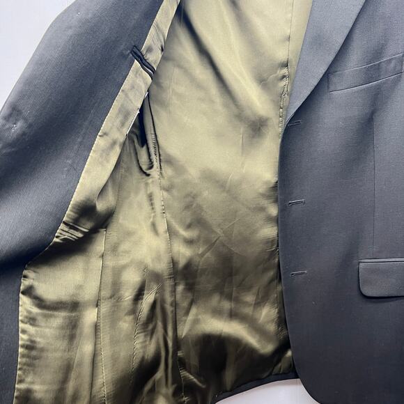 Alfani Men's New Wool Cashmere Blend Dark Olive Green Blazer Jacket Size Large - Picture 6 of 9